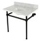 Kingston Brass 36 Console Sink with Brass Legs 8Inch, 3 Hole, Marble WhiteMatte Black KVBH3622M80 - alternate 1